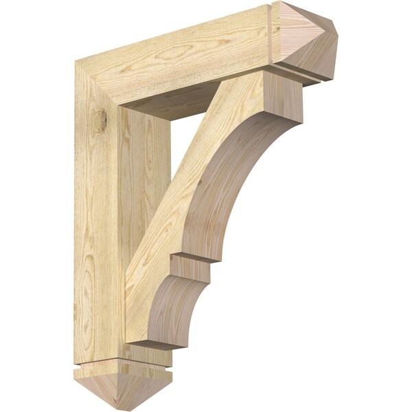 Ekena Millwork Balboa Arts and Crafts Rough Sawn Bracket w/ Offset Brace, Douglas Fir, 8"W x 30"D x 36"H BKT0806X30X36BOA03RDF - main